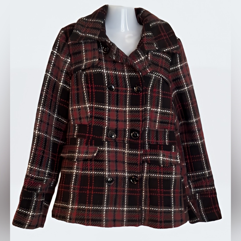 Warehouse One Plaid Outerwear Peacoat Size L/G